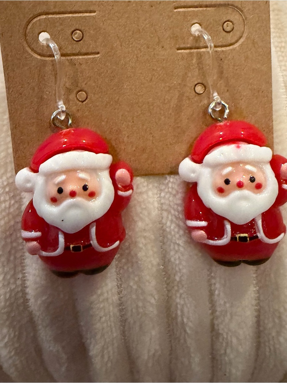 Festive Santa Claus Red Drop Earrings - Hypoallergenic